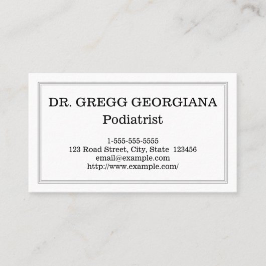 Carte de visite professionnel de pédicure (Devant)