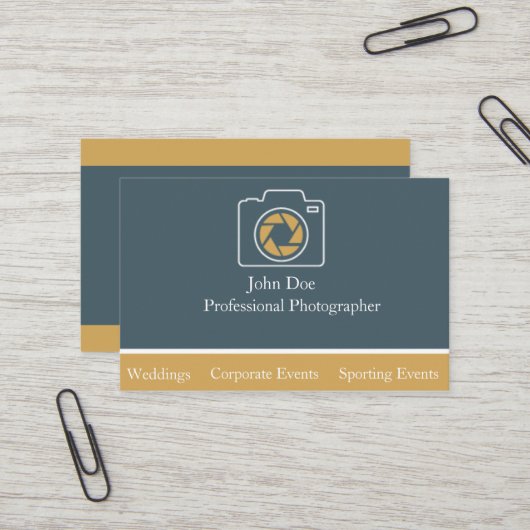 Carte de visite professionnel de photographie (Devant/Arrière en situation)