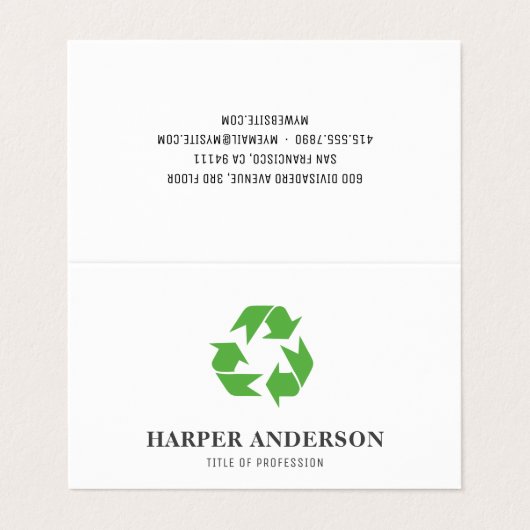 Carte De Visite Professionnel de recyclage écologique minimal mode (Extérieur déplié)