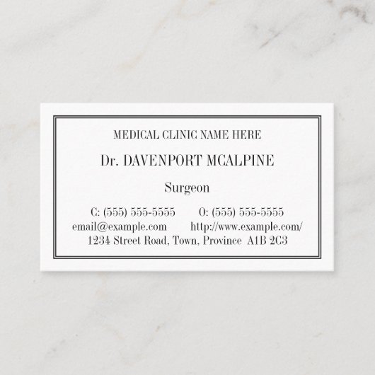 Carte de visite professionnel de soins de santé cl (Devant)