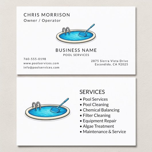 Carte De Visite Professionnel des services de piscine