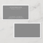 Carte De Visite Professionnel Design Moderne Gris Simple Plat (Devant / Derrière)