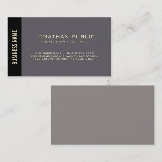 Carte De Visite Professionnel Design Or Script Plain Luxe Chic (Devant / Derrière)