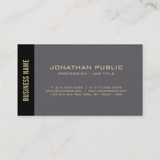 Carte De Visite Professionnel Design Or Script Plain Luxe Chic (Devant)