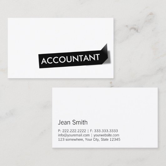 Carte De Visite Professionnel d'étiquette de noir de comptable (Devant / Derrière)