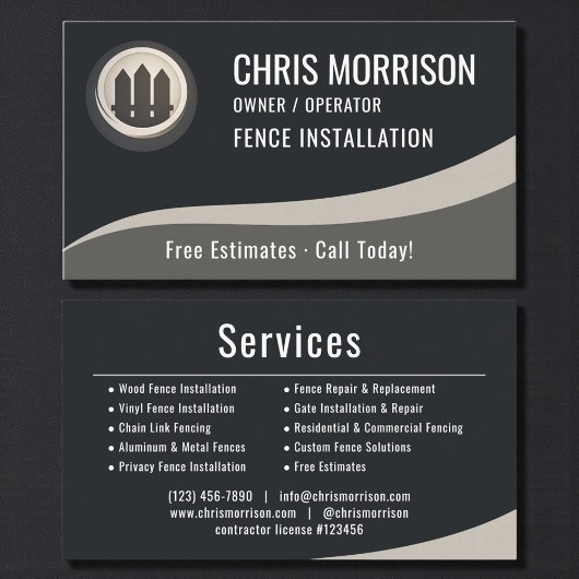 Carte De Visite Professionnel d'installation de clôture