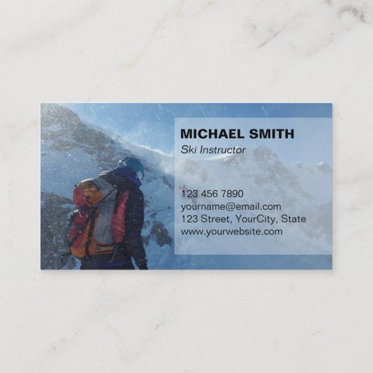 Carte de visite professionnel d'instructeur de ski (Dos)
