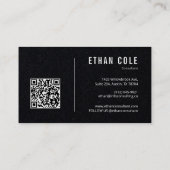 Carte De Visite Professionnel du code QR noir moderne (Dos)