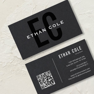 Carte De Visite Professionnel du code QR noir moderne