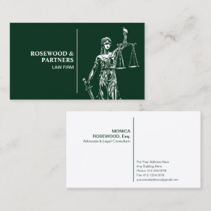 Carte De Visite Professionnel du droit, symbole de la dame de just