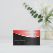 Carte de visite professionnel Effet acier rouge (Debout devant)