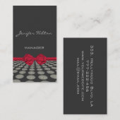 Carte De Visite Professionnel Elegant arc rouge pois floraux (Devant / Derrière)