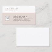 Carte De Visite Professionnel Elegant Beige White Company Plain (Devant / Derrière)