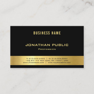 Carte De Visite Professionnel Elegant Black Gold Moderne Luxe Plai