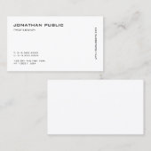 Carte De Visite Professionnel Élégant Blanc Moderne Minimal Simple (Devant / Derrière)