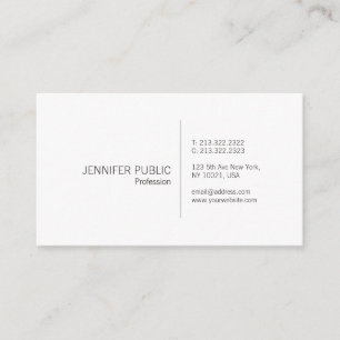 Carte De Visite Professionnel Élégant Blanc Simple Plain Moderne
