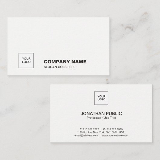 Carte De Visite Professionnel Élégant Blanc Simple Simple Entrepri (Devant / Derrière)