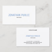 Carte De Visite Professionnel Elegant Bleu Blanc Simple Modèle (Devant / Derrière)