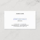 Carte De Visite Professionnel Elegant Bleu Blanc Simple Modèle (Dos)