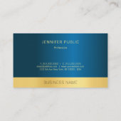 Carte De Visite Professionnel Élégant Bleu Et Or Modèle Moderne (Dos)