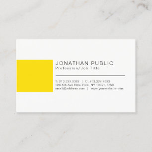 Carte De Visite Professionnel Élégant Créatif Blanc Jaune Plaine