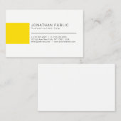 Carte De Visite Professionnel Élégant Créatif Blanc Jaune Plaine (Devant / Derrière)