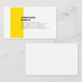 Carte De Visite Professionnel Élégant Créatif Blanc Jaune Plaine (Devant / Derrière)