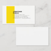 Carte De Visite Professionnel Élégant Créatif Blanc Jaune Plaine (Devant / Derrière)