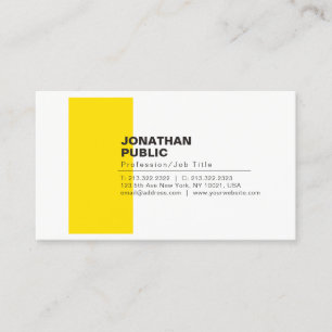 Carte De Visite Professionnel Élégant Créatif Blanc Jaune Plaine