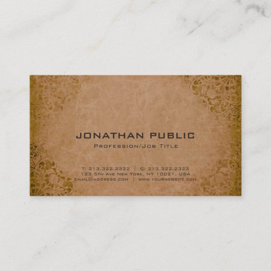 Carte De Visite Professionnel élégant Damask Premium épais luxe (Devant)