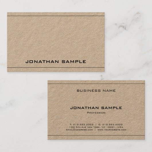 Carte De Visite Professionnel Élégant Design épuré Plat Luxe (Devant / Derrière)