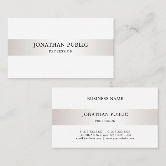 Carte De Visite Professionnel Élégant Design simple Moderne Plain (Devant / Derrière)