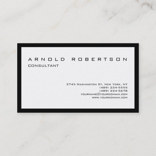 Carte de visite professionnel élégant et blanc cla (Devant)