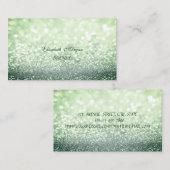 Carte De Visite Professionnel Élégant Glittery Green Bokeh (Devant / Derrière)