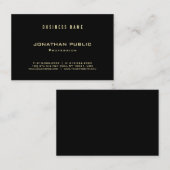 Carte De Visite Professionnel Elegant Gold Police Noir Moderne Lux (Devant / Derrière)
