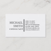 Carte De Visite Professionnel Élégant Gris Moderne Blanc clair (Dos)