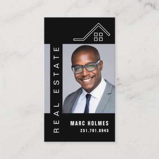 Carte De Visite Professionnel Élégant Immobilier Realtor (Devant)