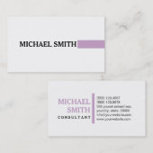 Carte De Visite Professionnel Élégant Lilac Moderne Blanc clair (Devant / Derrière)