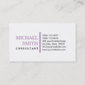 Carte De Visite Professionnel Élégant Lilac Moderne Blanc clair (Dos)