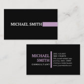 Carte De Visite Professionnel élégant Lilac moderne Noir clair (Devant / Derrière)