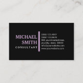 Carte De Visite Professionnel élégant Lilac moderne Noir clair (Dos)