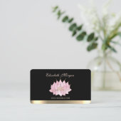 Carte De Visite Professionnel élégant Lotus, Noir (Debout devant)