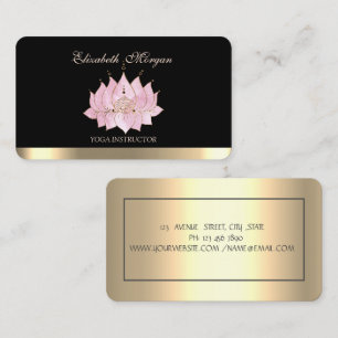 Carte De Visite Professionnel élégant Lotus, Noir