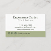 Carte De Visite Professionnel Élégant Marbre blanc Vert Simple (Dos)