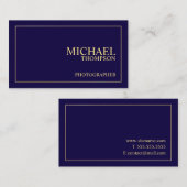 Carte De Visite Professionnel Elegant Marine Bleu et Or (Devant / Derrière)