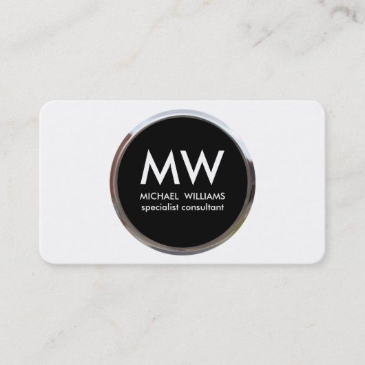 Carte De Visite Professionnel élégant métal cercle noir argent (Devant)