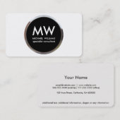 Carte De Visite Professionnel élégant métal cercle noir argent (Devant / Derrière)