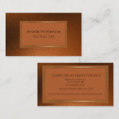 Carte De Visite Professionnel Élégant Métallique Moderne Cuivre Or (Devant / Derrière)