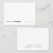 Carte De Visite Professionnel Élégant Moderne Blanc Simple Uni (Devant / Derrière)