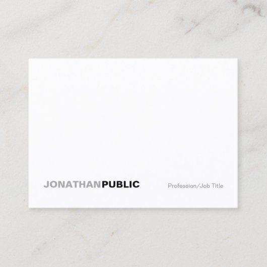 Carte De Visite Professionnel Élégant Moderne Blanc Simple Uni (Devant)